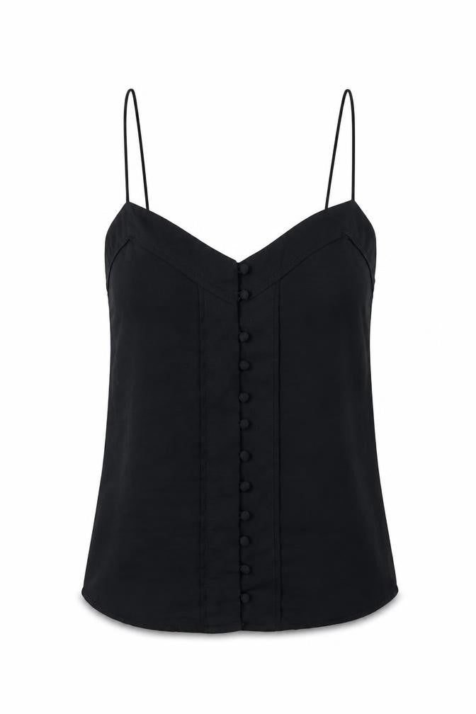 H&M Womens Black Polyester Camisole T-Shirt Size 4 V-Neck