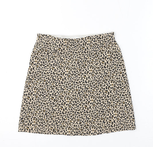 Topshop Womens Brown Animal Print Viscose Mini Skirt Size 6