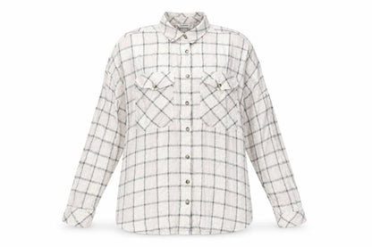 Stradivarius Womens Ivory Check Polyester Basic Button-Up Size S Collared