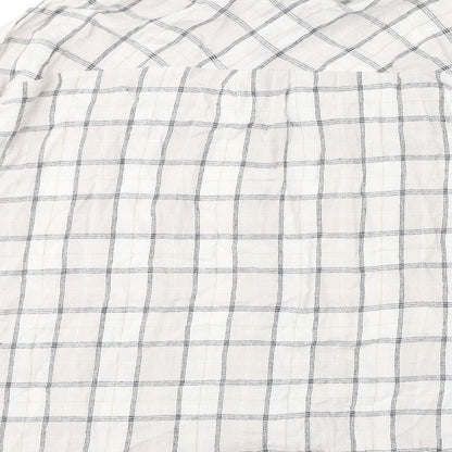 Stradivarius Womens Ivory Check Polyester Basic Button-Up Size S Collared