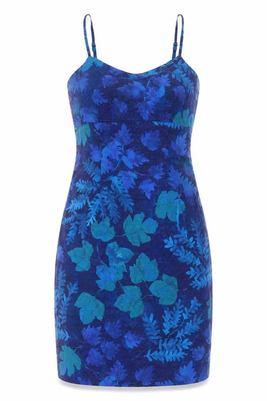 St Michael Womens Blue Floral Lyocell Mini Size 10 Round Neck Zip