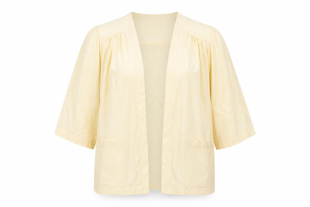 Sidonie. S Womens Yellow V-Neck Silk Cape Jumper Size 14