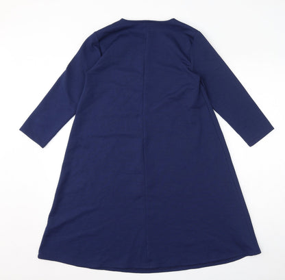 Back view of ASOS women’s blue polyester a-line, size UK 10, round neck pullover - maternity