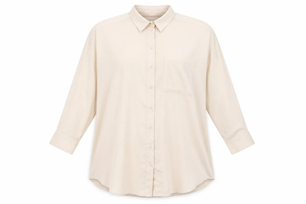 Monki Womens Ivory Polyester Basic Button-Up Size M Collared