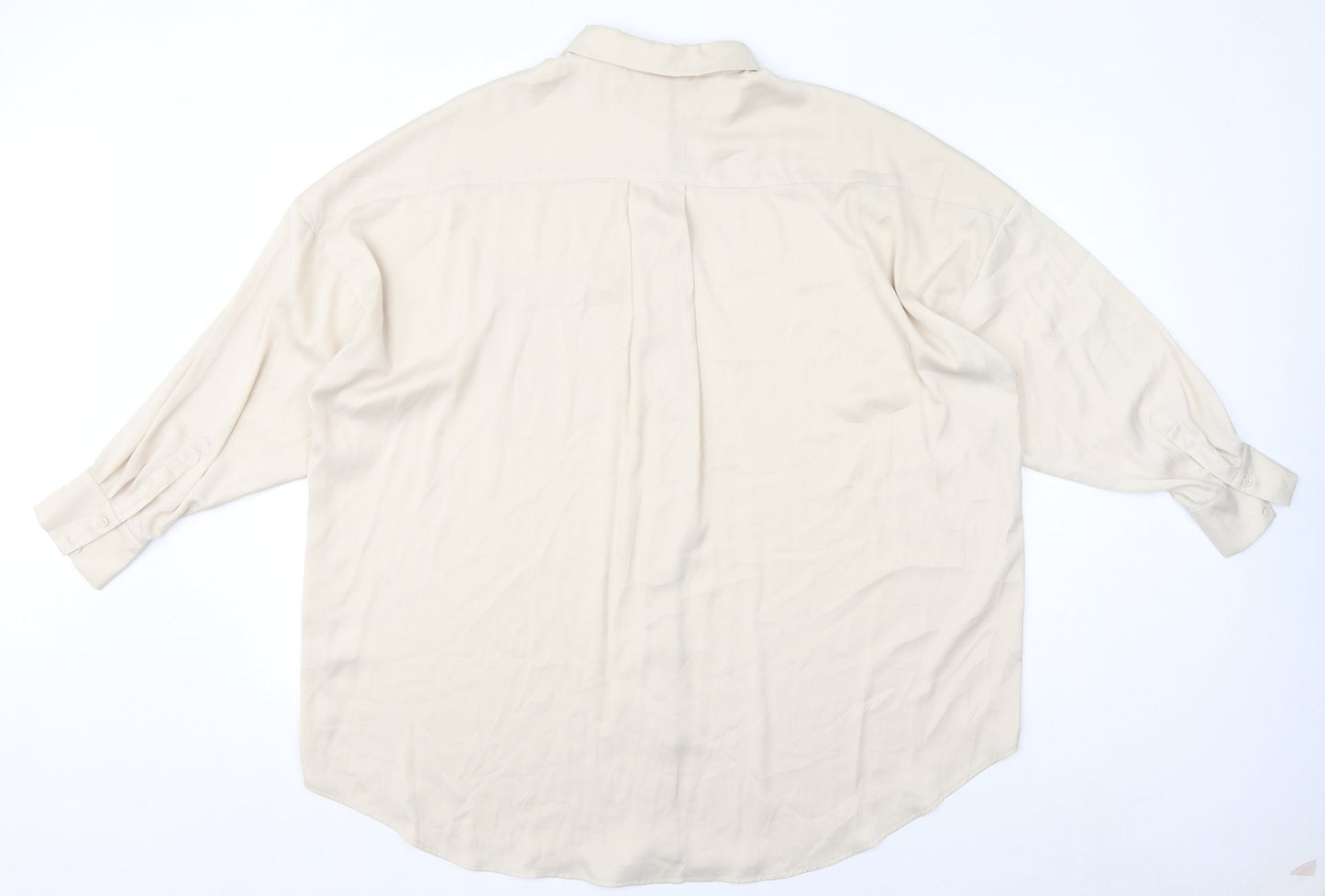 Monki Womens Ivory Polyester Basic Button-Up Size M Collared