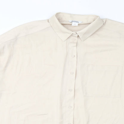Monki Womens Ivory Polyester Basic Button-Up Size M Collared