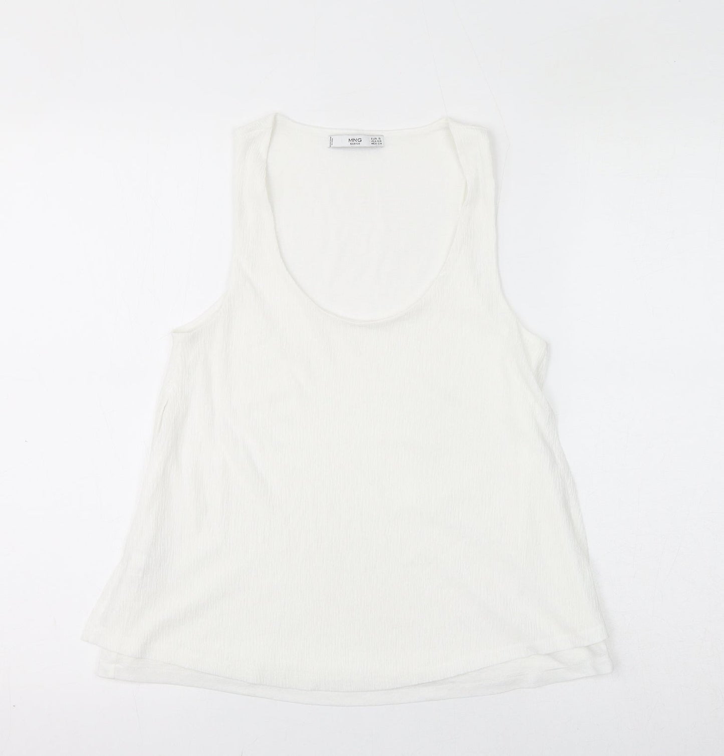 Mango Womens White Polyester Basic Tank Size S Scoop Neck