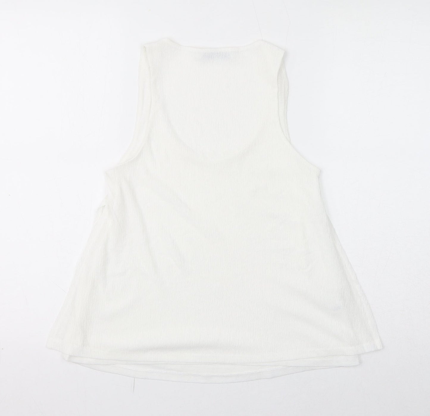 Mango Womens White Polyester Basic Tank Size S Scoop Neck