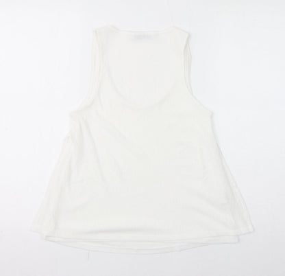 Mango Womens White Polyester Basic Tank Size S Scoop Neck