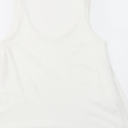 Mango Womens White Polyester Basic Tank Size S Scoop Neck