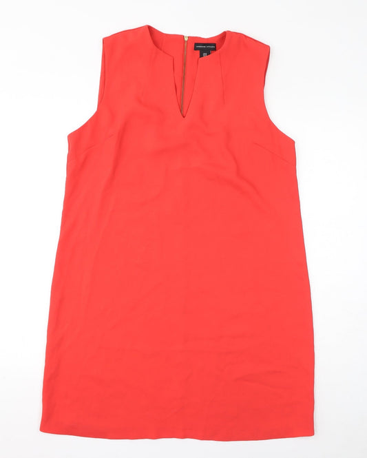 Adrienne Vittadini Womens Red Polyester Tank Dress Size 12 V-Neck Zip