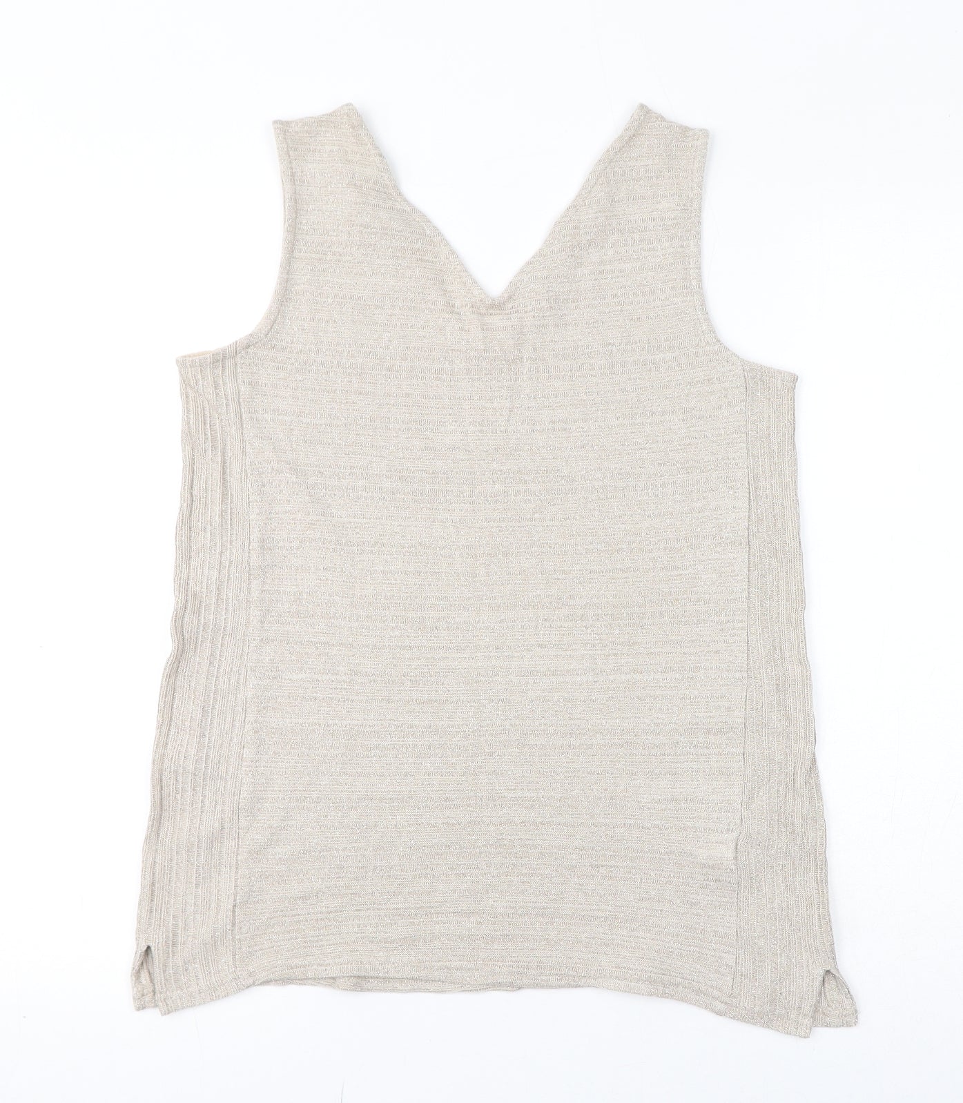 NEXT Womens Beige Viscose Basic Tank Size 12 V-Neck - Shimmer