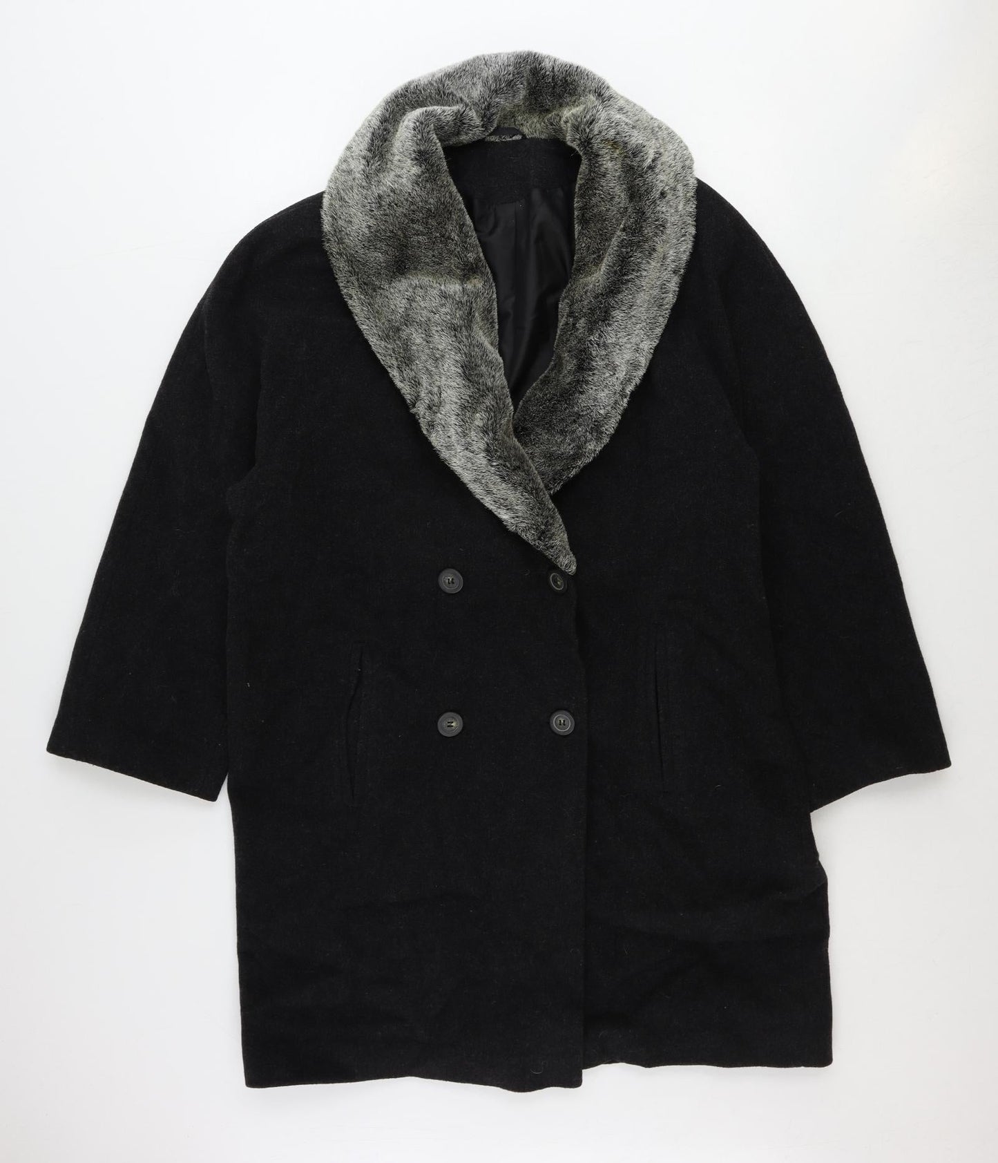 St Michael Womens Grey Overcoat Jacket Size 12 Button