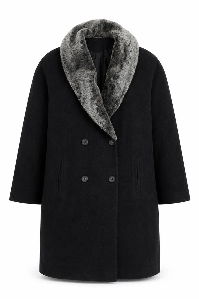 St Michael Womens Grey Overcoat Jacket Size 12 Button
