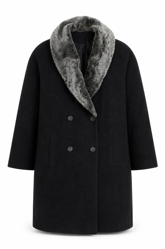 St Michael Womens Grey Overcoat Jacket Size 12 Button
