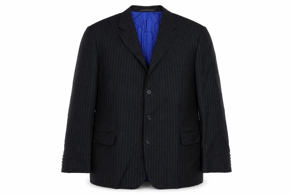 Livingston Mens Grey Striped Wool Jacket Suit Jacket Size 48 Regular