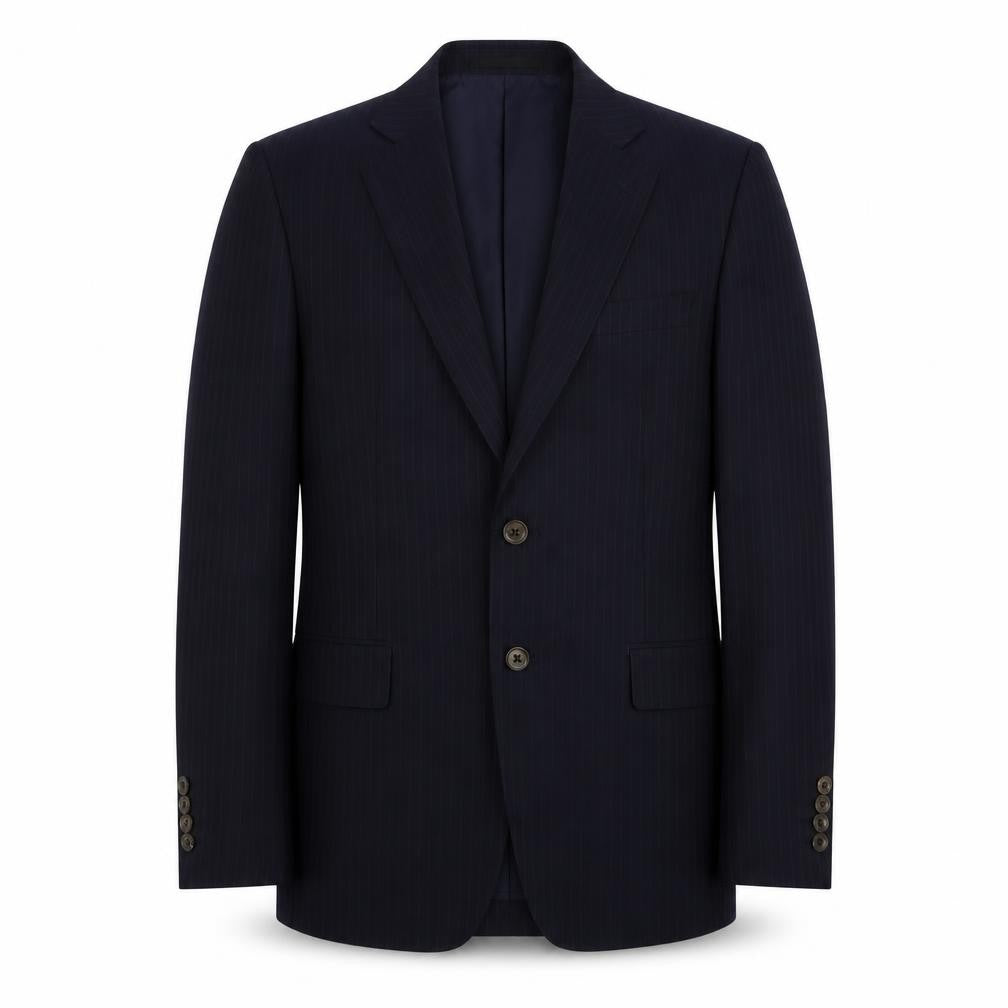 James Anderson Mens Blue Striped Polyester Jacket Suit Jacket Size 34 Regular