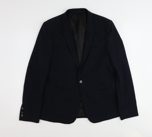 River Island Mens Blue Polyester Jacket Suit Jacket Size 40 Regular