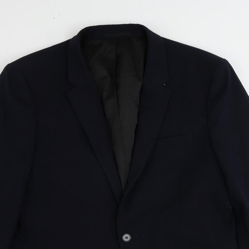 River Island Mens Blue Polyester Jacket Suit Jacket Size 40 Regular