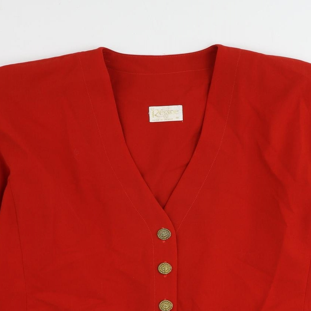 Regine Womens Red Jacket Blazer Size 16 Button