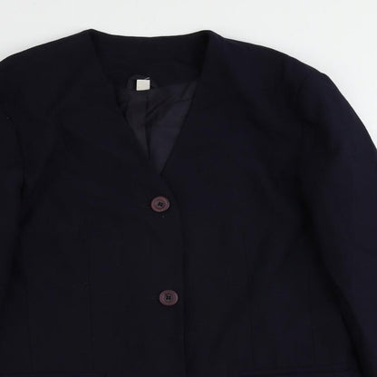 St Michael Womens Blue Polyester Jacket Suit Jacket Size 12