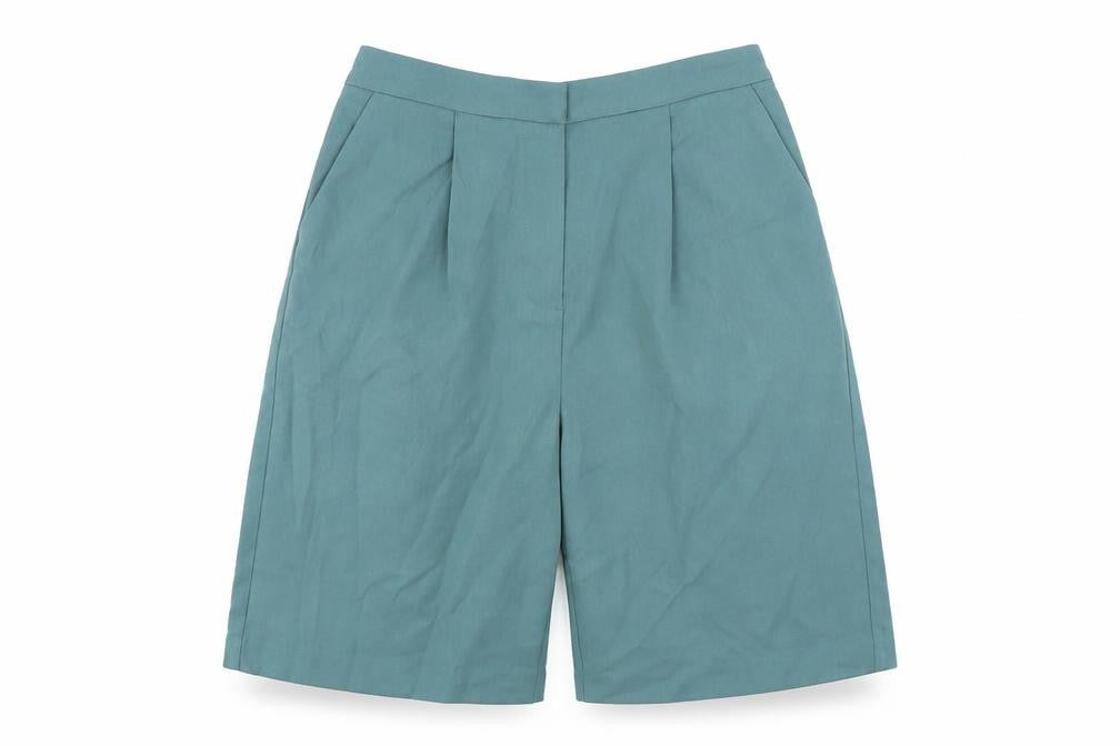 Marks & Spencer Womens Green Polyester Paperbag Shorts Size 6 L9 in Regular Zip