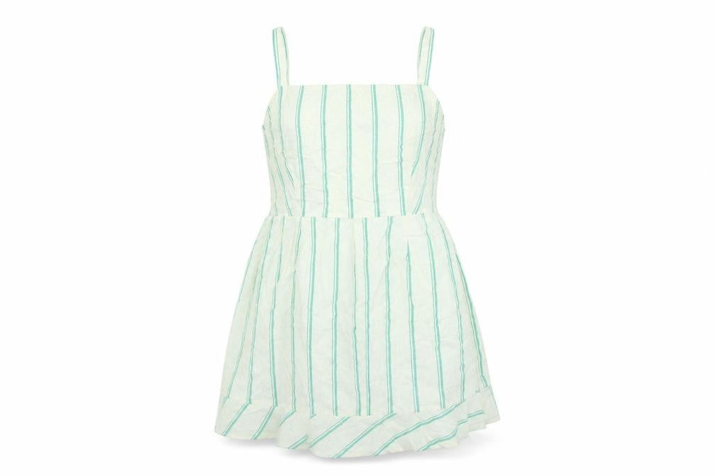 Marks & Spencer Womens Ivory Striped Linen Basic Tank Size 22 Square Neck