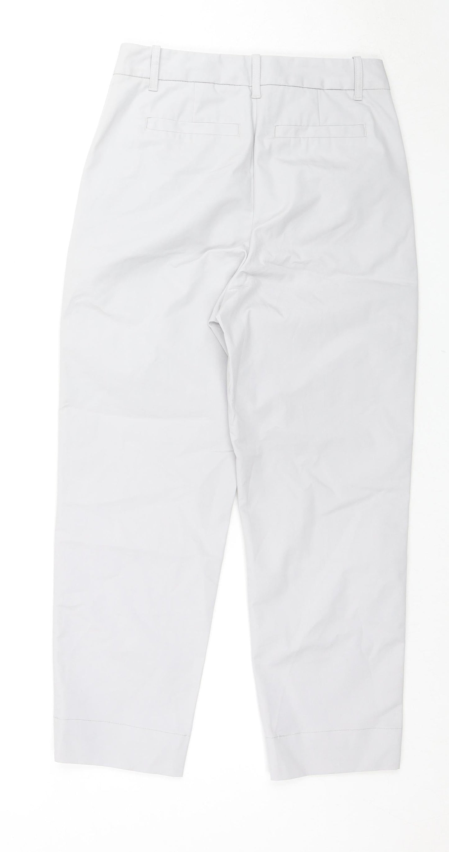 Marks and Spencer Womens Grey Cotton Trousers Size 6 L23 in Regular Zip