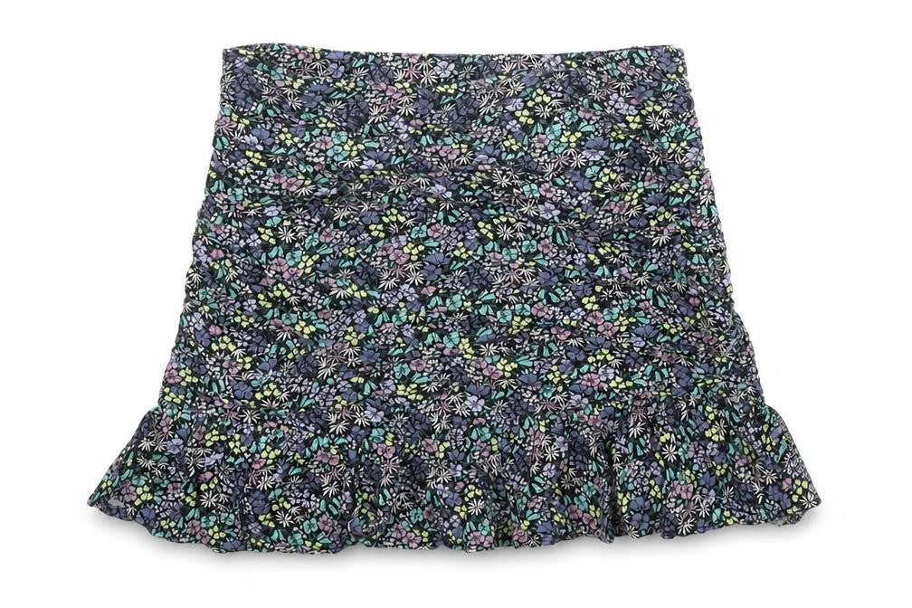 Marks & Spencer Girls Multicoloured Floral Viscose Pleated Skirt Size 12-13 Years Regular Zip