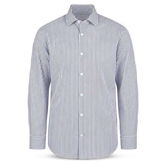 Marks & Spencer Mens Blue Striped Cotton Button-Up Size 14.5 Collared Button - Collar 14.5''