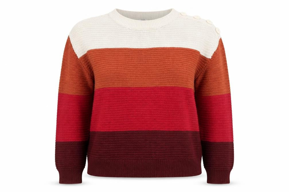 OVS Womens Multicoloured Round Neck Striped Acrylic Pullover Jumper Size M