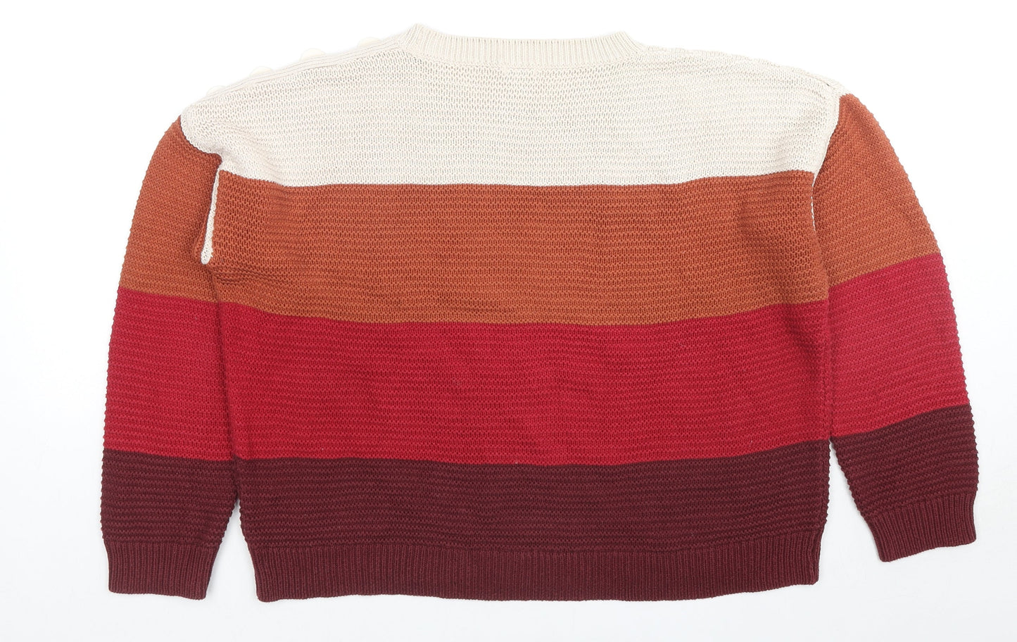 OVS Womens Multicoloured Round Neck Striped Acrylic Pullover Jumper Size M
