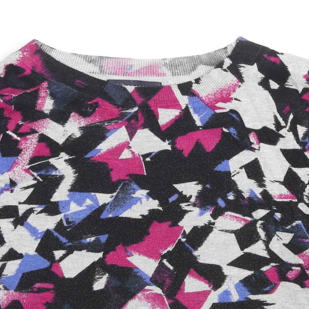Marks and Spencer Womens Multicoloured Round Neck Geometric Viscose Pullover Jumper Size 14