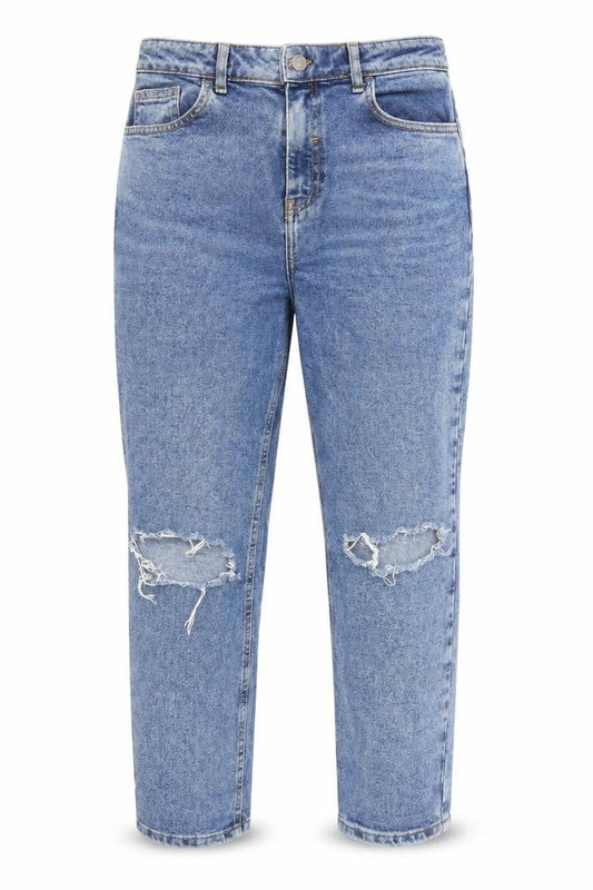 New Look Womens Blue Cotton Mom Jeans Size 30 L25 in Regular Zip - Pockets