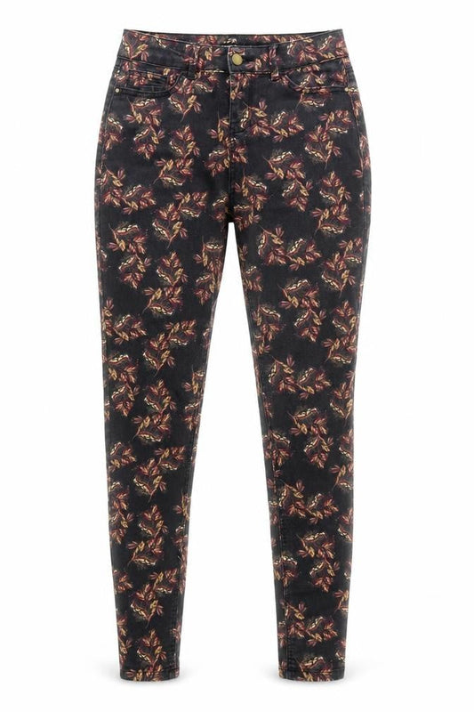 TU Womens Black Floral Cotton Skinny Jeans Size 8 L26 in Regular Zip - Pockets