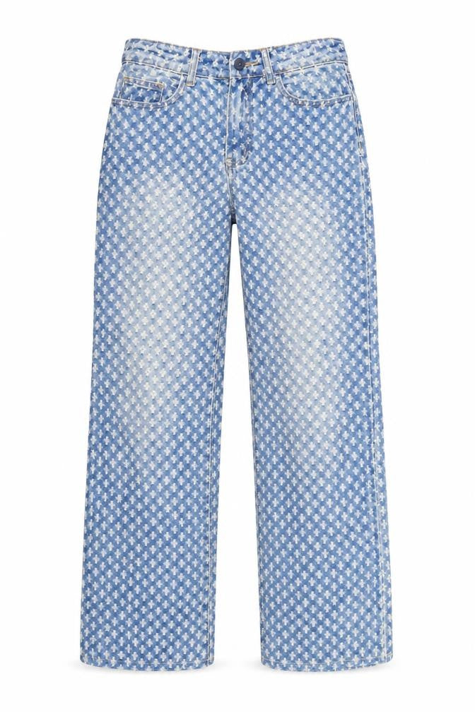 Jaded Womens Blue Geometric Cotton Straight Jeans Size 25 in L30 in Regular Zip - Pockets