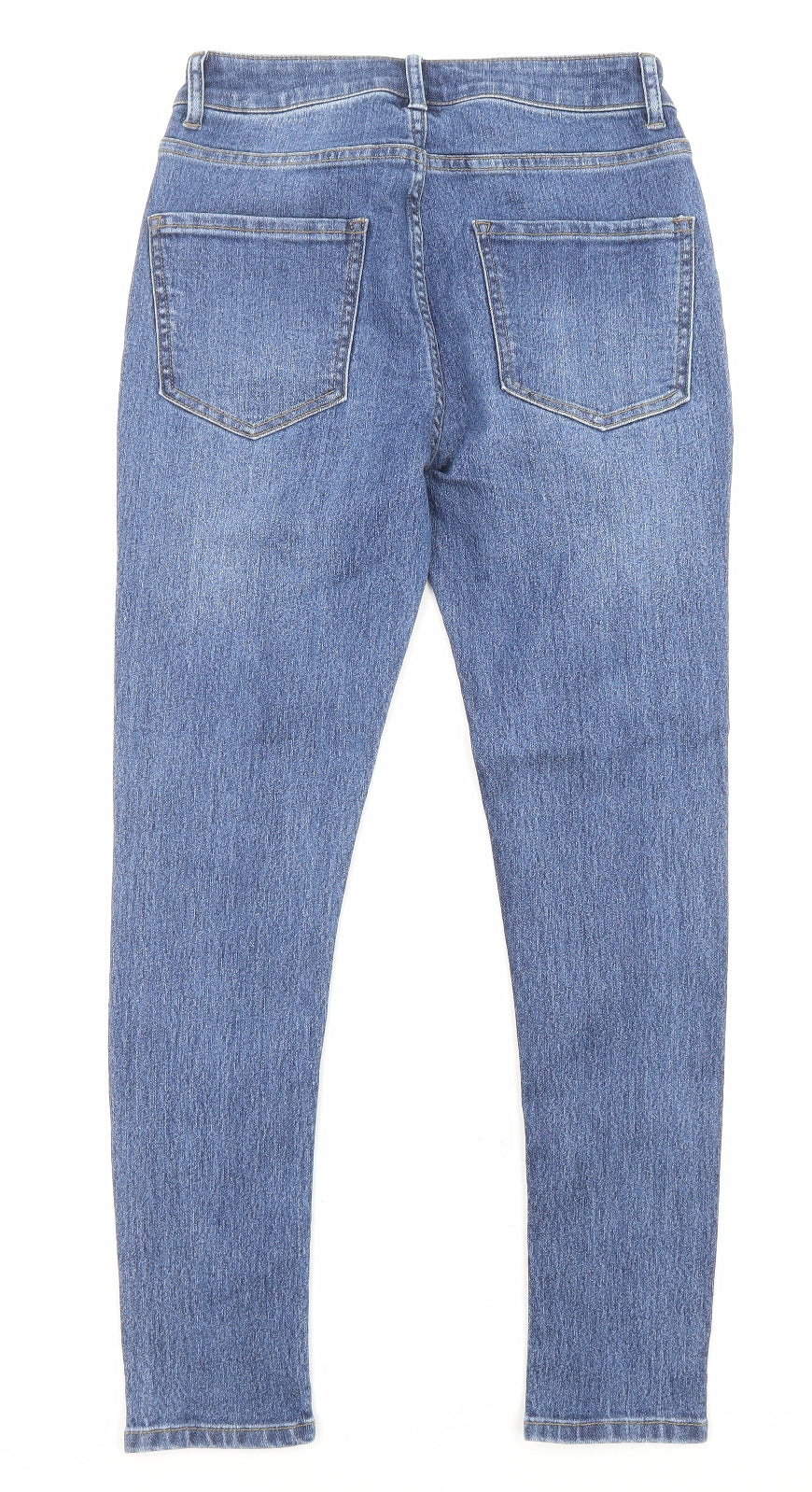 Marks and Spencer Womens Blue Cotton Skinny Jeans Size 26 in L26 in Regular Zip - Pockets