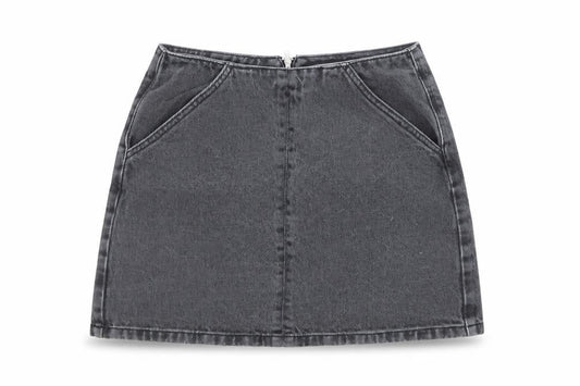 Topshop Womens Black Cotton A-Line Skirt Size 8 Zip - Pockets