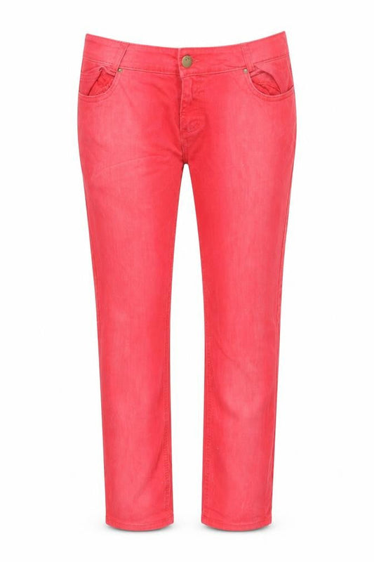 Denim & Co. Womens Red Cotton Straight Jeans Size 14 L31 in Regular Zip - Pockets