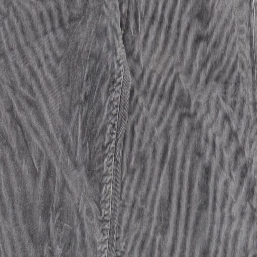 H&M Womens Grey Cotton Trousers Size 32 in L31 in Regular Zip - Pockets