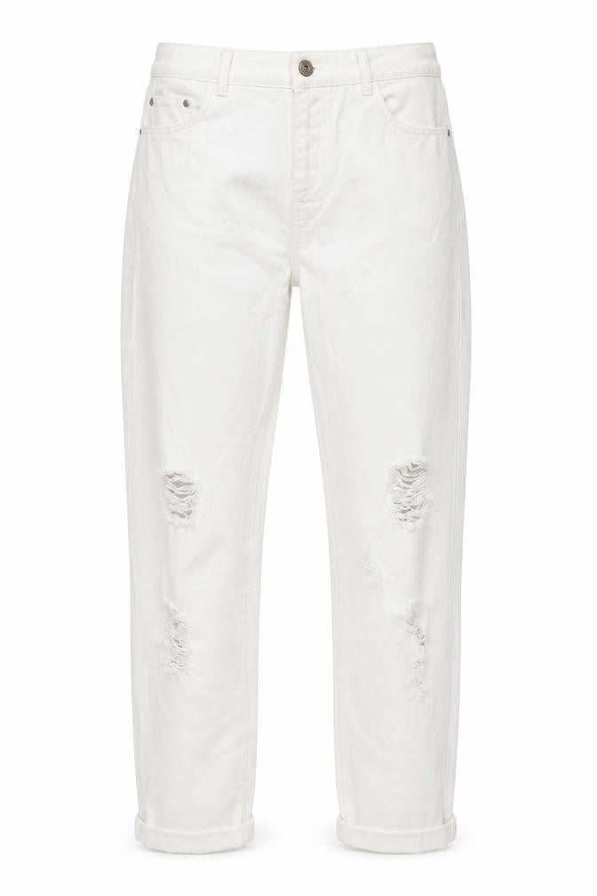 Topshop Womens White Cotton Mom Jeans Size 28 in L34 in Regular Zip
