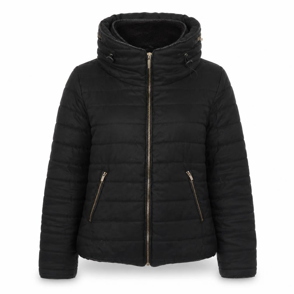 Rising Womens Black Puffer Jacket Coat Size M Zip
