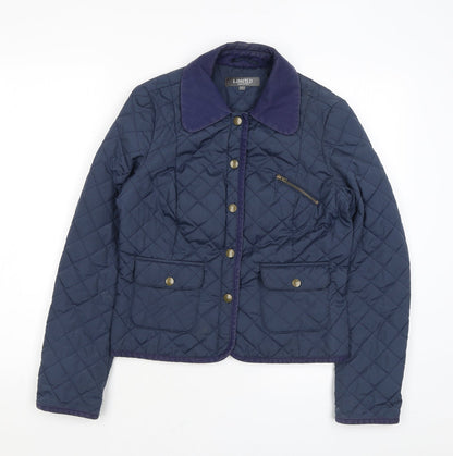 Limited Collection Womens Blue Quilted Coat Size 6 Snap