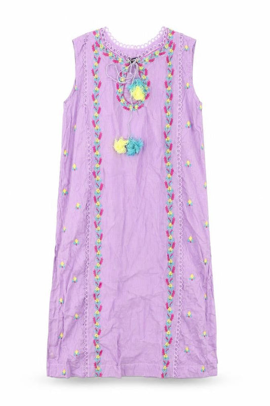 Sapphire Girls Purple Floral Cotton Shift Size 8-9 Years Round Neck Pullover