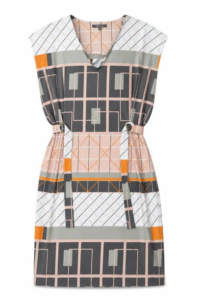 Next Womens Multicoloured Geometric Polyester Shift Size 12 V-Neck Pullover