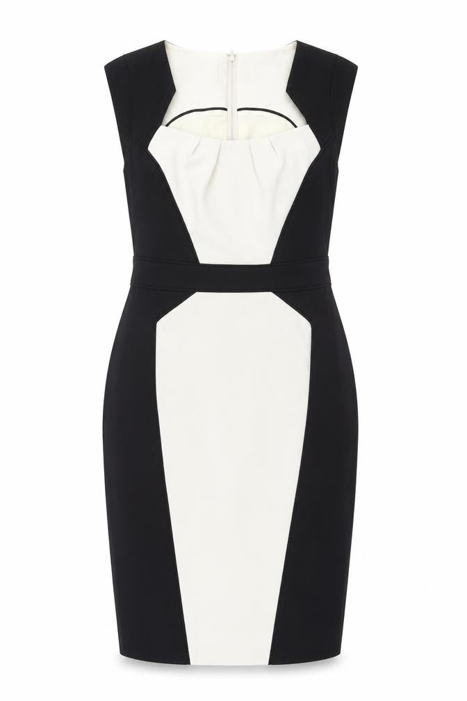 Dorothy Perkins Womens Black Polyester Pencil Dress Size 8 Scoop Neck Zip