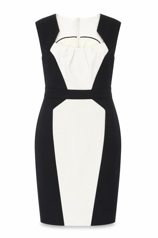 Dorothy Perkins Womens Black Polyester Pencil Dress Size 8 Scoop Neck Zip