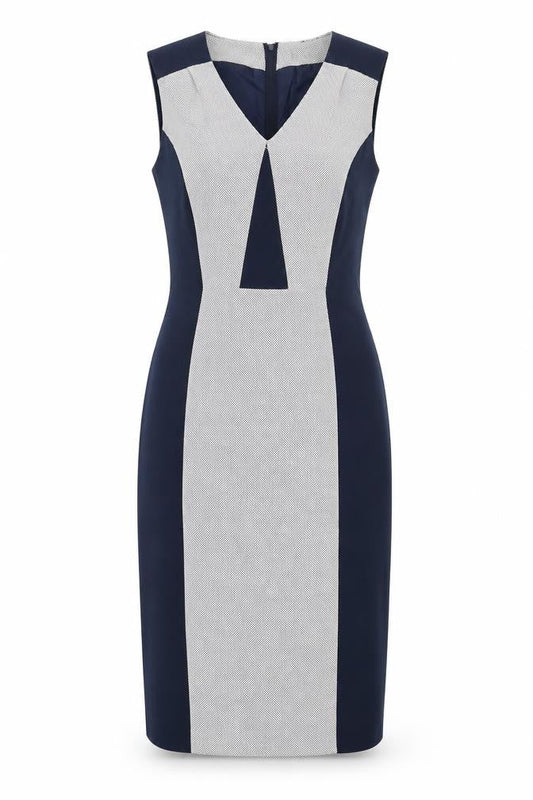 Dorothy Perkins Womens Blue Polyester Pencil Dress Size 8 V-Neck Zip