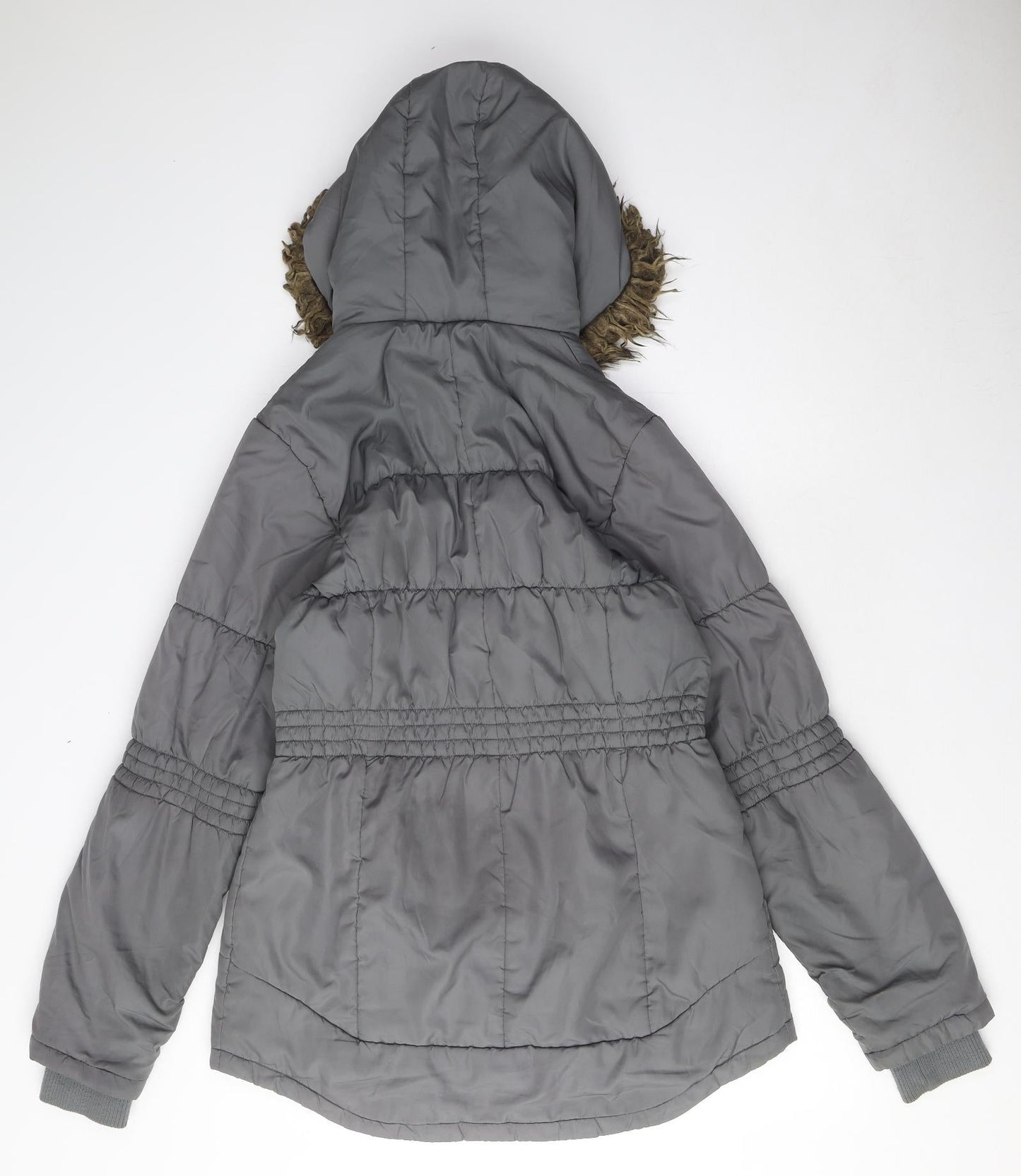 NEXT Womens Grey Parka Coat Size 10 Zip