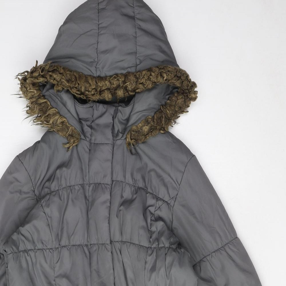 NEXT Womens Grey Parka Coat Size 10 Zip